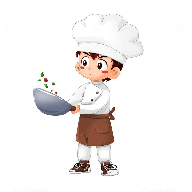 源文件下载【趣麦麦图】炒菜颠锅的卡通可爱餐饮美食厨师