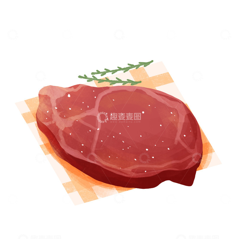 源文件下载【趣麦麦图】简约牛肉牛排美食