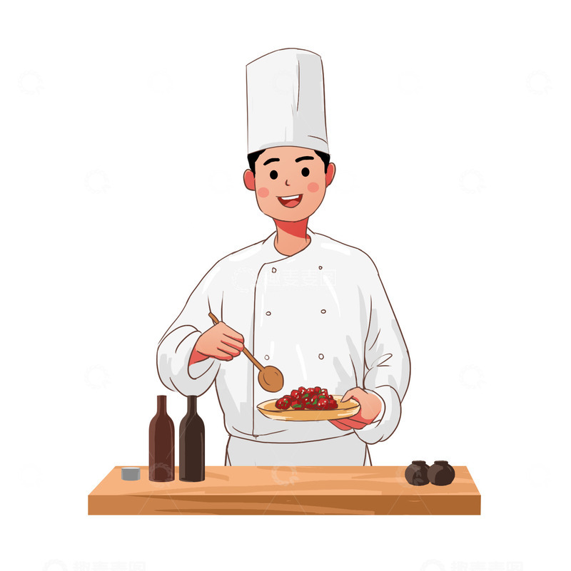 源文件下载【趣麦麦图】厨师美食手绘图