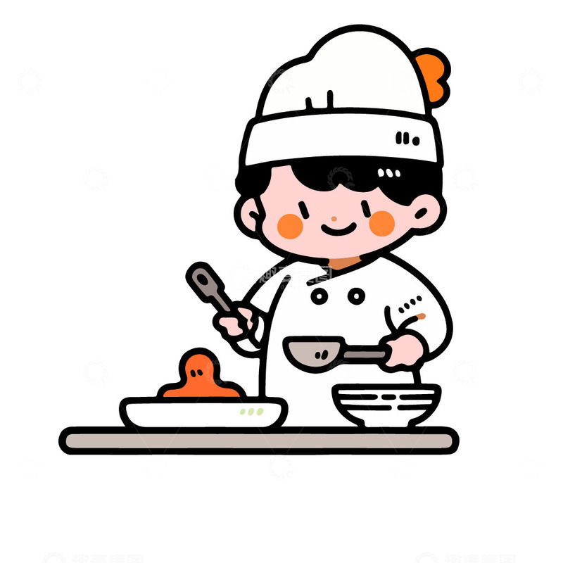 源文件下载【趣麦麦图】做饭的厨师插画