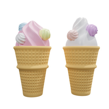 彩色冰淇淋甜筒3D模型