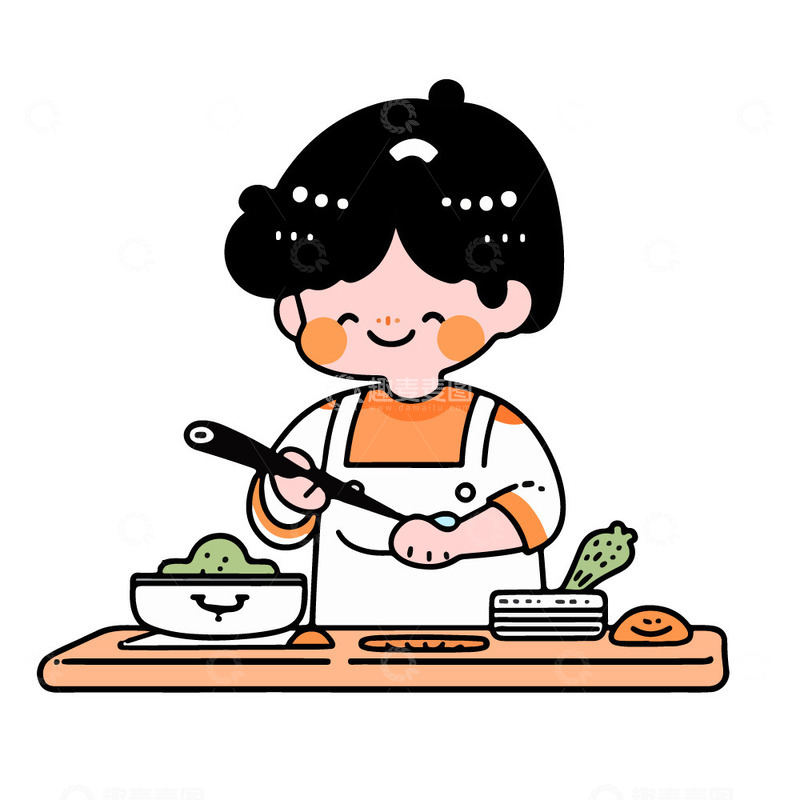 源文件下载【趣麦麦图】做饭的厨师场景