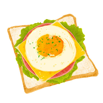 芝士火腿三明治插画
