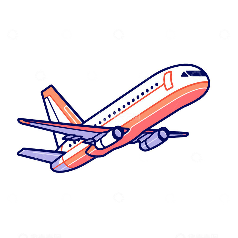 源文件下载【趣麦麦图】卡通飞机客机插画
