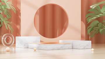 C4D立体绿植家居电商展台海报背景