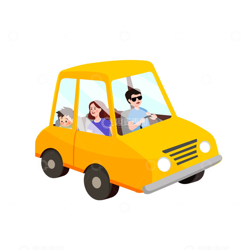 源文件下载【趣麦麦图】汽车出游手绘图