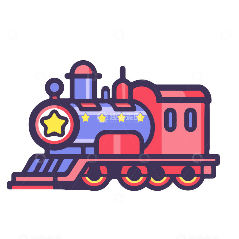 源文件下载【趣麦麦图】火车头卡通插画