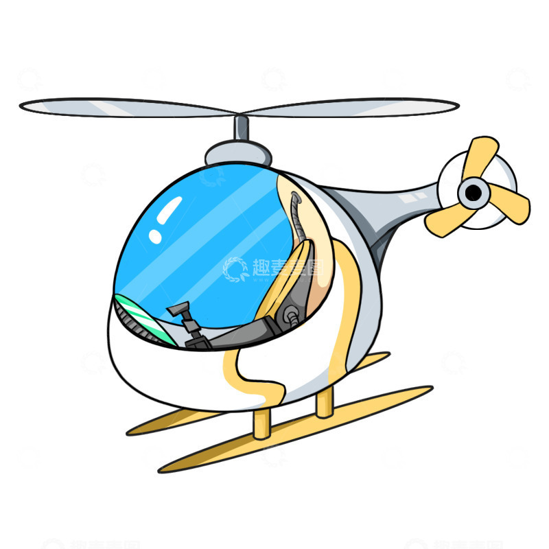 源文件下载【趣麦麦图】直升飞机卡通手绘插画