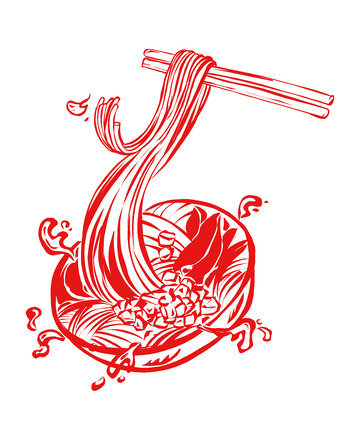 牛肉拉面青菜美食剪纸