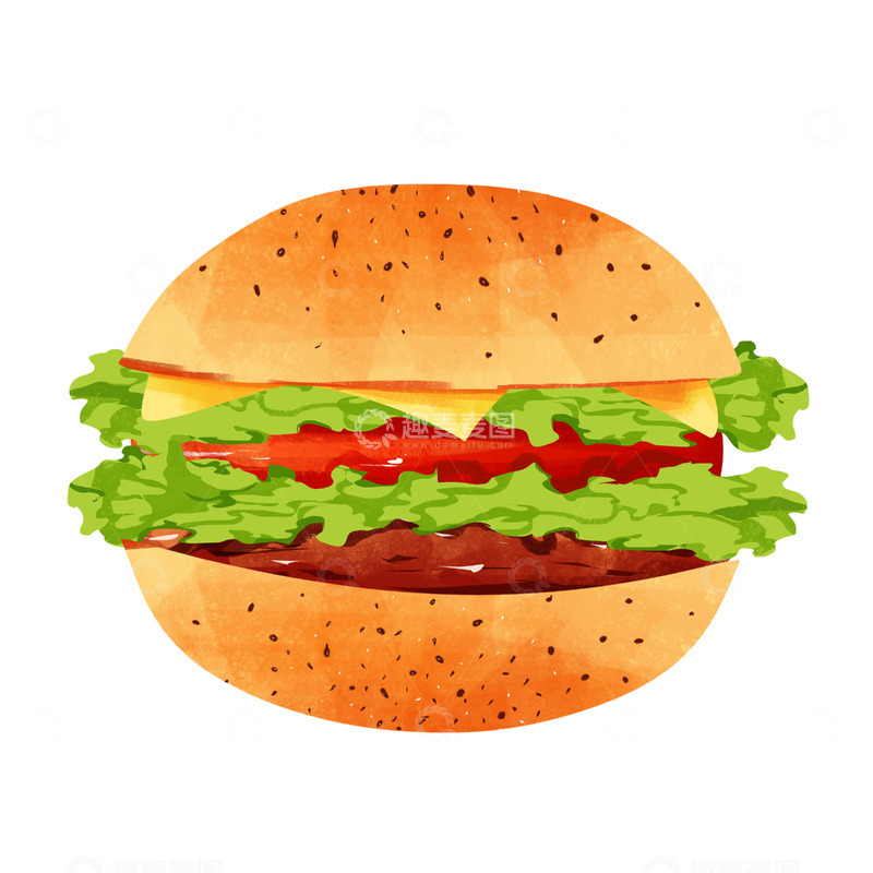 源文件下载【趣麦麦图】简约免扣美食汉堡
