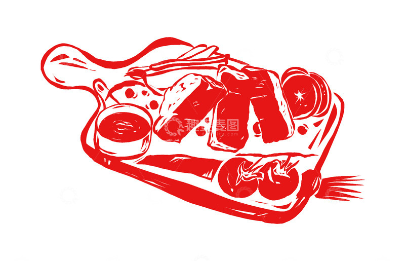 源文件下载【趣麦麦图】牛排黑椒酱汁胡萝卜西餐美食剪纸