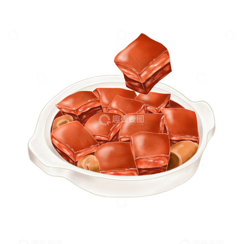 源文件下载【趣麦麦图】美食插画红烧肉