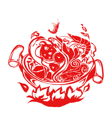 火锅大虾羊肉卷美食剪纸