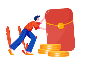 扁平福利促销红包人物