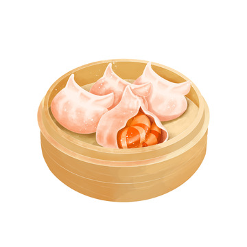 广东特色早餐小吃美食蒸笼虾饺