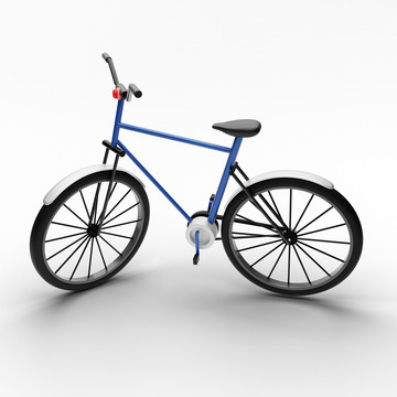 蓝色自行车blender模型