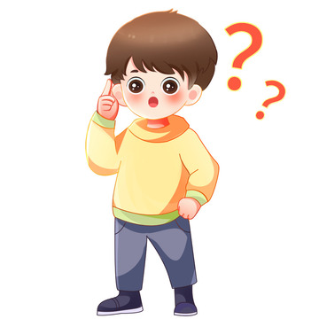 卡通男孩教育思考疑问问号