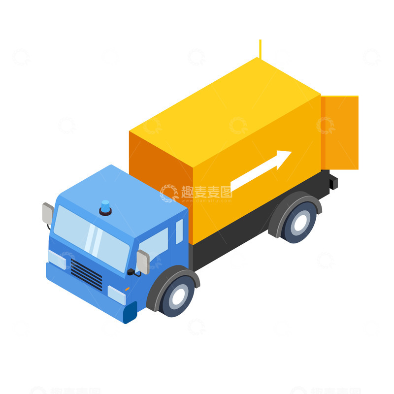 源文件下载【趣麦麦图】2.5d卡车交通工具