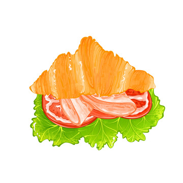 可颂西红柿三明治插画