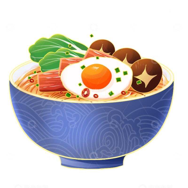 源文件下载【趣麦麦图】国潮美食面条米粉元素