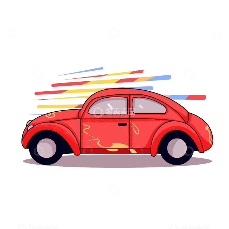 源文件下载【趣麦麦图】简约扁平小汽车交通工具