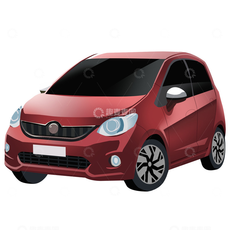 源文件下载【趣麦麦图】红色小汽车元素交通工具新能源