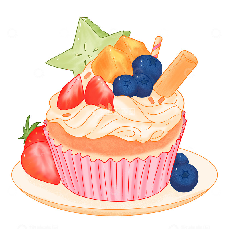 美食甜点水果味小蛋糕