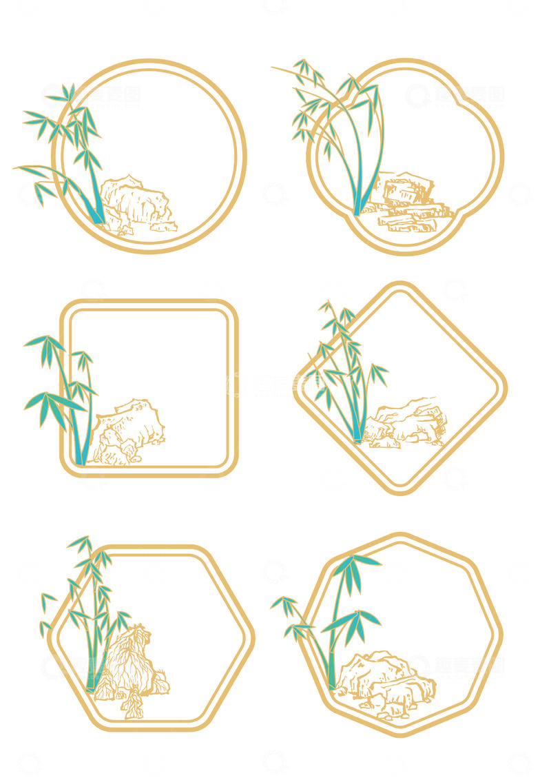 源文件下载【趣麦麦图】中国风国潮复古竹林矢量标题边框