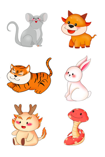 卡通十二生肖呆萌动物形象IP