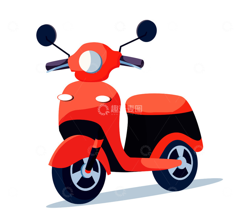源文件下载【趣麦麦图】-简约电瓶车交通工具