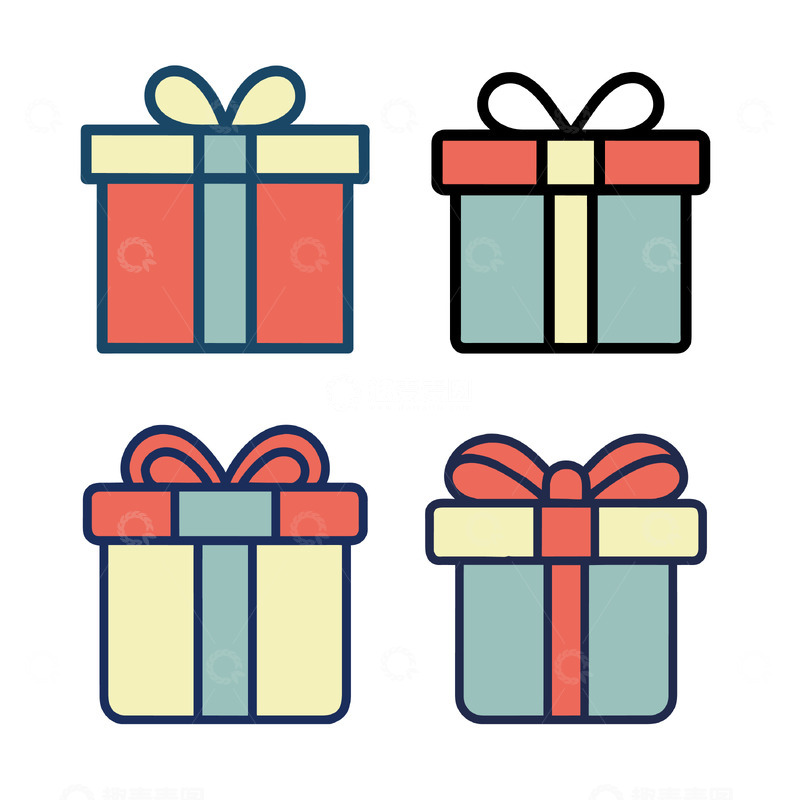 源文件下载【趣麦麦图】礼物组合矢量元素