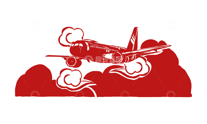源文件下载【趣麦麦图】飞机天空云端交通工具剪纸手绘元素