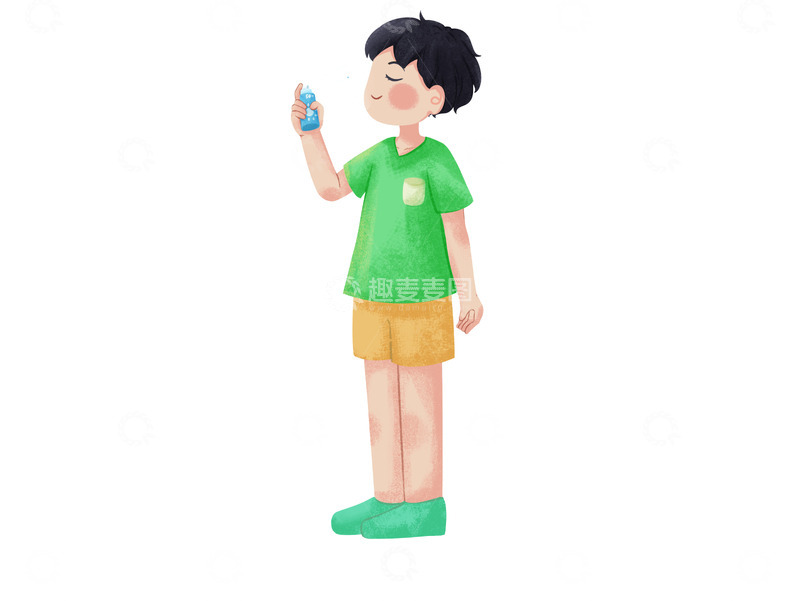 源文件下载【趣麦麦图】短发男孩喷喷雾