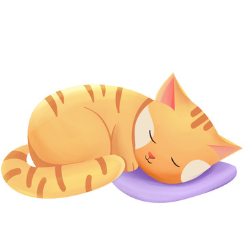 卡通可爱宠物猫咪睡觉元素