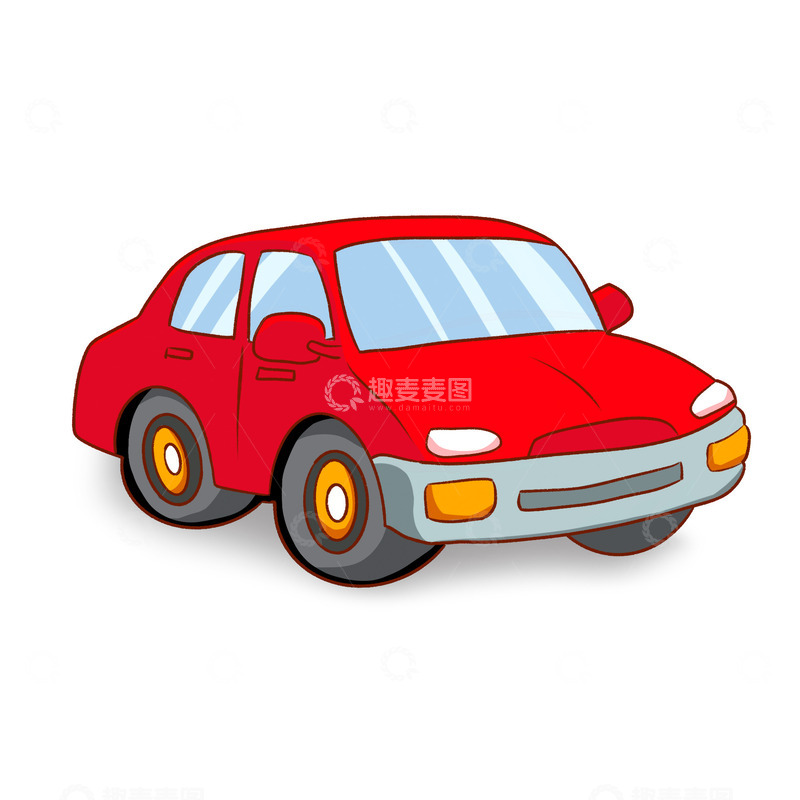 源文件下载【趣麦麦图】手绘卡通红色小轿车交通工具元素