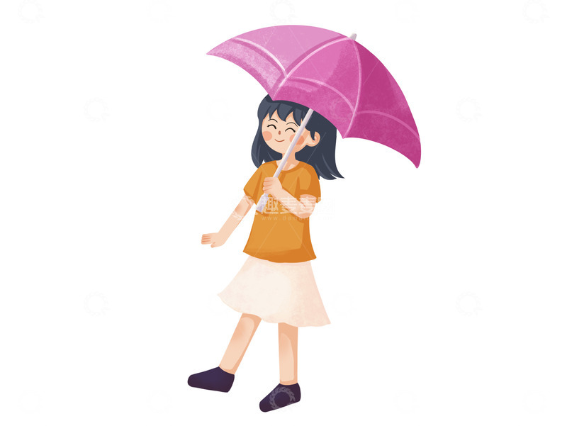 源文件下载【趣麦麦图】雨天出门的女孩