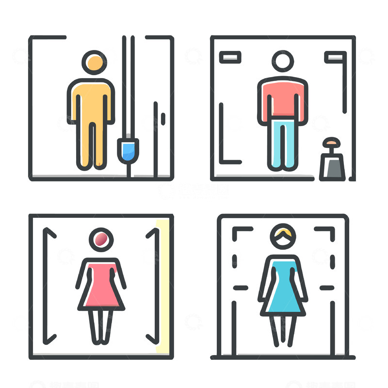 源文件下载【趣麦麦图】-厕所图标矢量免扣素材
