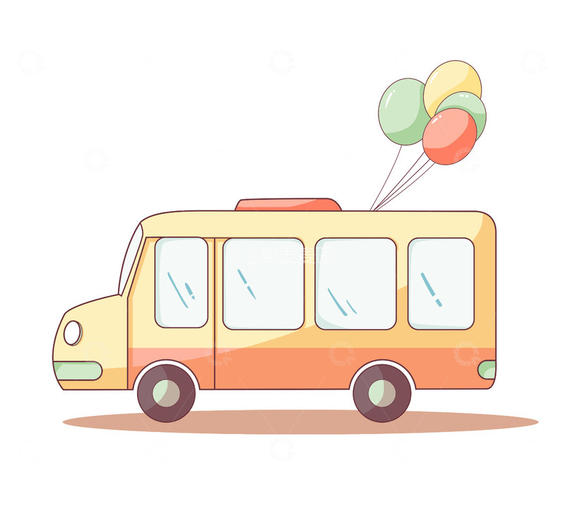 源文件下载【趣麦麦图】简约扁平校车交通工具