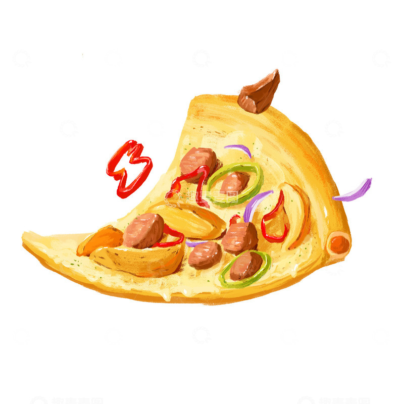 源文件下载【趣麦麦图】美食披萨手绘图