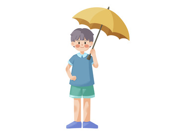 打伞的小男孩
