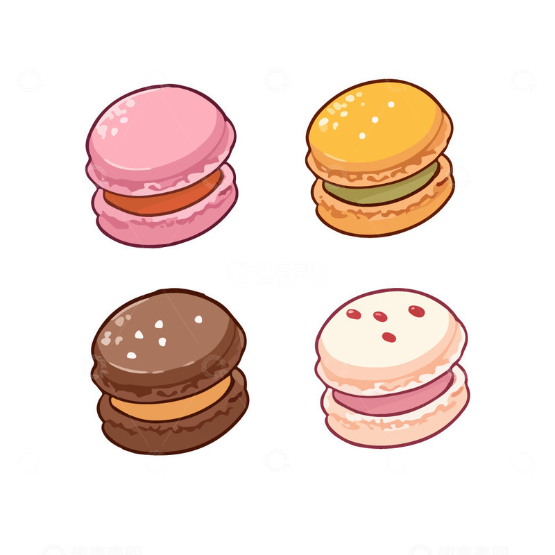 源文件下载【趣麦麦图】马卡龙甜点插画