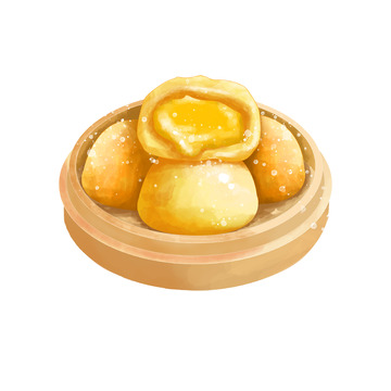 广东特色早餐流沙奶黄包