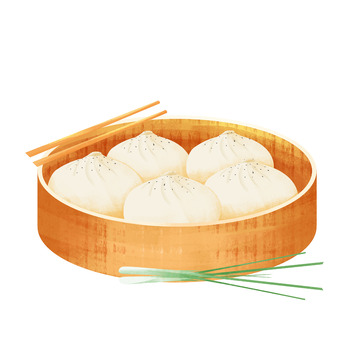 简约包子美食面食