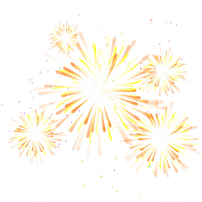 源文件下载【趣麦麦图】金色烟花绽放装饰插画矢量元素