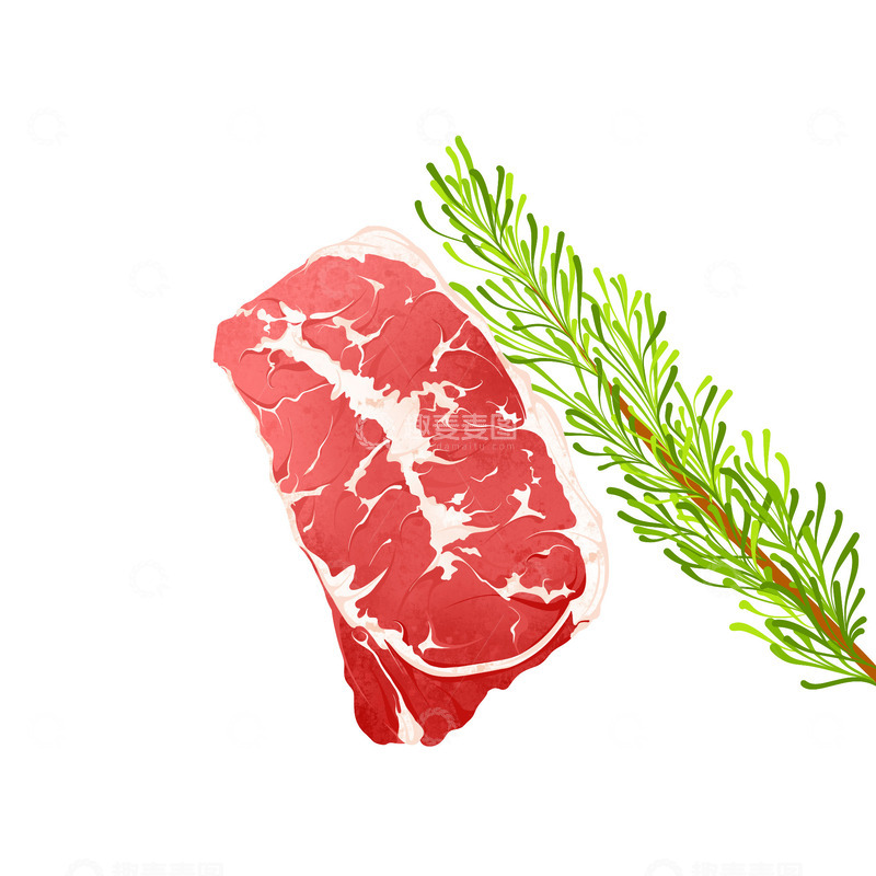 源文件下载【趣麦麦图】食物牛排元素插画