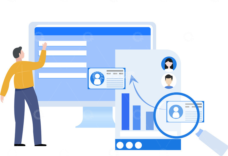 晋升职场人物矢量图招聘找工作