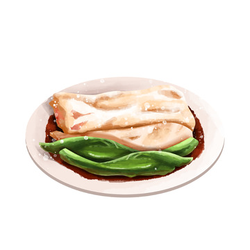 广东特色早餐美食肠粉菜心