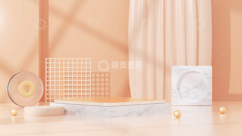 源文件下载【趣麦麦图】C4D电商简约展台家居海报背景