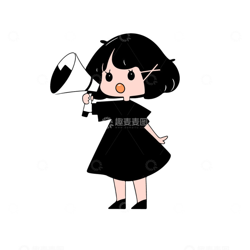源文件下载【趣麦麦图】拿着大喇叭的女孩子招聘