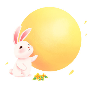 中秋中秋节桂花玉兔元素